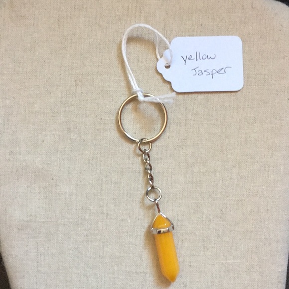 3/$30 NWT Yellow Jasper point dangling keychain - Picture 1 of 2